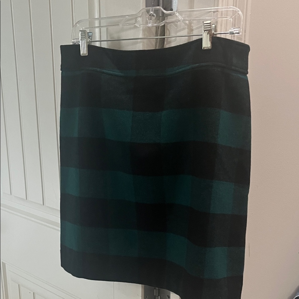 J. Crew Black and Green Checkered Mini Skirt